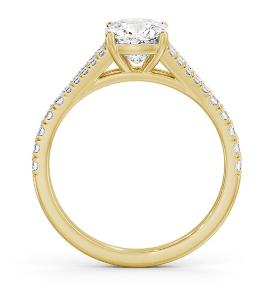 Cushion Diamond Split Band Engagement Ring 9K Yellow Gold Solitaire ENCU32S_YG_THUMB1 