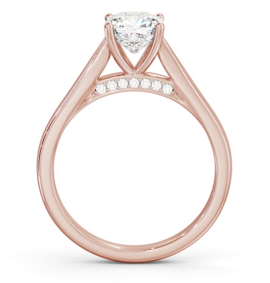 Cushion Diamond Engagement Ring with Diamond Set Bridge 18K Rose Gold Solitaire ENCU33_RG_THUMB1