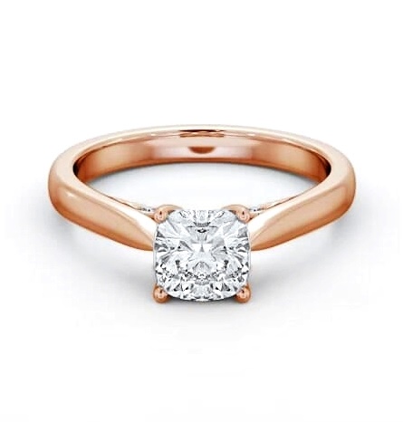 Cushion Ring with Diamond Set Bridge 18K Rose Gold Solitaire ENCU33_RG_THUMB1