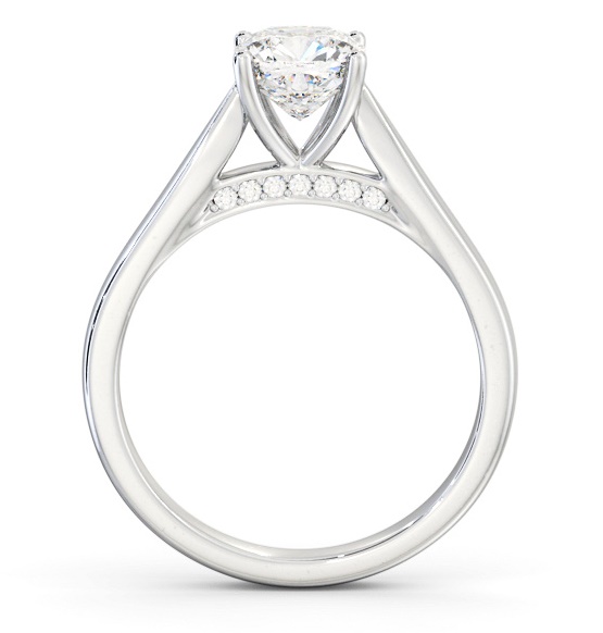 Cushion Diamond Engagement Ring with Diamond Set Bridge 9K White Gold Solitaire ENCU33_WG_THUMB1