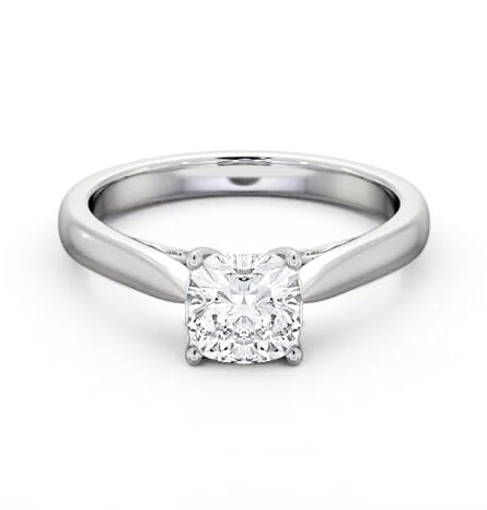 Cushion Ring with Diamond Set Bridge 9K White Gold Solitaire ENCU33_WG_THUMB1