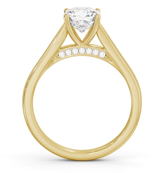 Cushion Diamond Engagement Ring with Diamond Set Bridge 18K Yellow Gold Solitaire ENCU33_YG_THUMB1
