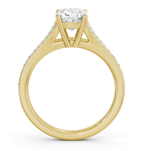 Cushion Diamond Split Channel Ring 18K Yellow Gold Solitaire ENCU33S_YG_THUMB1 