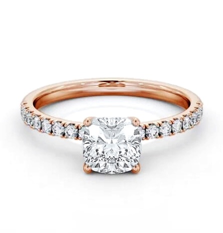 Cushion Diamond 4 Prong Engagement Ring 18K Rose Gold Solitaire ENCU34S_RG_THUMB1