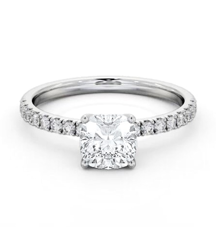 Cushion Diamond 4 Prong Engagement Ring 18K White Gold Solitaire ENCU34S_WG_THUMB1