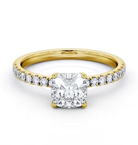 Cushion Diamond 4 Prong Engagement Ring 9K Yellow Gold Solitaire ENCU34S_YG_THUMB1