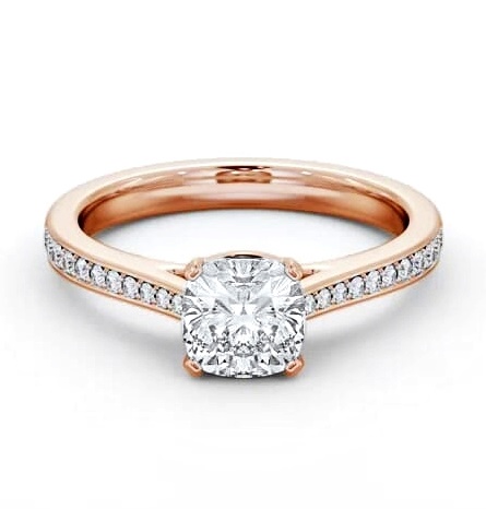 Cushion Diamond 4 Prong Engagement Ring 18K Rose Gold Solitaire ENCU35S_RG_THUMB2 