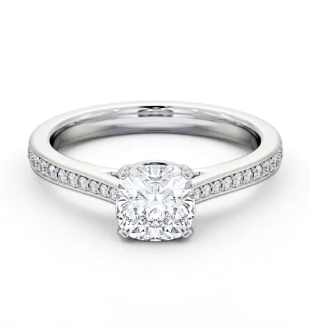 Cushion Diamond 4 Prong Engagement Ring 18K White Gold Solitaire ENCU35S_WG_THUMB1