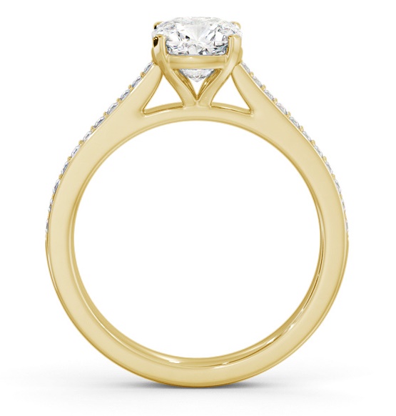 Cushion Diamond 4 Prong Engagement Ring 18K Yellow Gold Solitaire ENCU35S_YG_THUMB1 