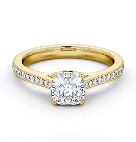 Cushion Diamond 4 Prong Engagement Ring 18K Yellow Gold Solitaire ENCU35S_YG_THUMB1