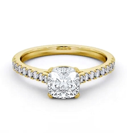 Cushion Diamond 4 Prong Engagement Ring 9K Yellow Gold Solitaire ENCU36S_YG_THUMB1