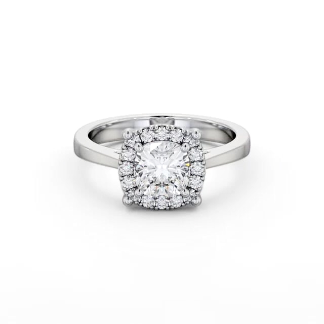 Halo Cushion Diamond Engagement Ring 18K White Gold - Madeline ENCU37_WG_HAND