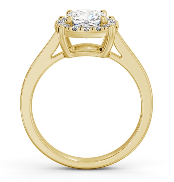 Halo Cushion Diamond Cluster Engagement Ring 18K Yellow Gold ENCU37_YG_THUMB1 