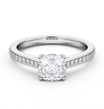 Cushion Diamond 4 Prong Engagement Ring 18K White Gold Solitaire ENCU37S_WG_THUMB2 