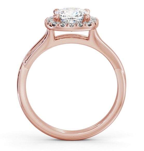Halo Cushion Diamond Crossover Band Engagement Ring 18K Rose Gold ENCU38_RG_THUMB1 
