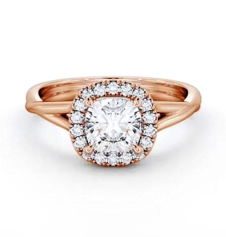 Halo Cushion Diamond Crossover Band Engagement Ring 18K Rose Gold ENCU38_RG_THUMB1