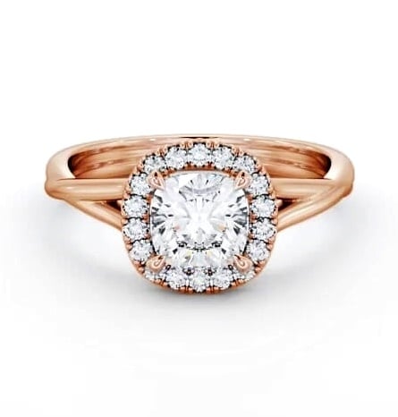 Halo Cushion Diamond Crossover Band Engagement Ring 18K Rose Gold ENCU38_RG_THUMB2 