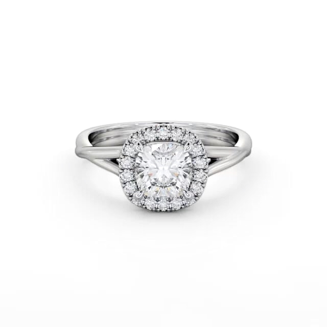 Halo Cushion Diamond Engagement Ring 18K White Gold - Rital ENCU38_WG_HAND