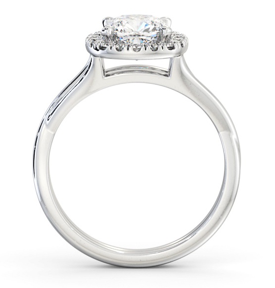 Halo Cushion Diamond Crossover Band Engagement Ring 18K White Gold ENCU38_WG_THUMB1 