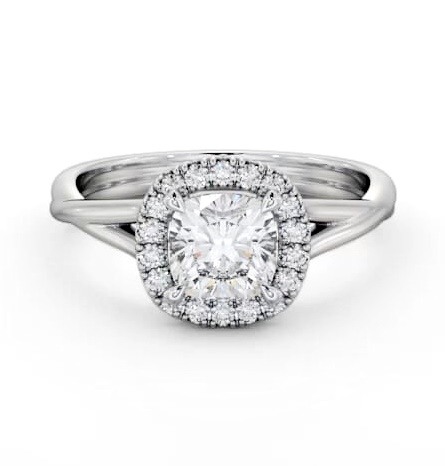 Halo Cushion Diamond Crossover Band Engagement Ring 18K White Gold ENCU38_WG_THUMB2 