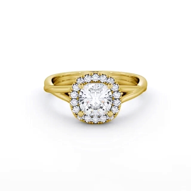 Halo Cushion Diamond Engagement Ring 18K Yellow Gold - Rital ENCU38_YG_HAND