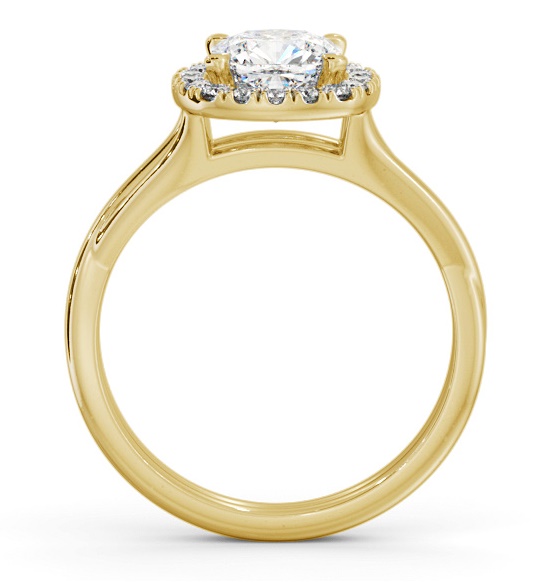 Halo Cushion Diamond Crossover Band Engagement Ring 9K Yellow Gold ENCU38_YG_THUMB1 