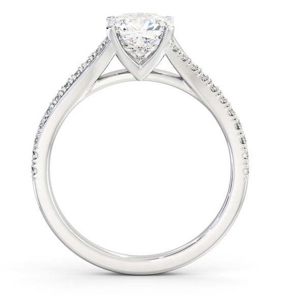 Cushion Ring 18K White Gold Solitaire with Offset Side Stones ENCU38S_WG_THUMB1 