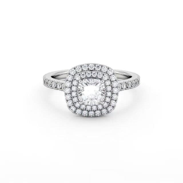 Halo Cushion Diamond Engagement Ring Palladium - Tyonna ENCU39_WG_HAND
