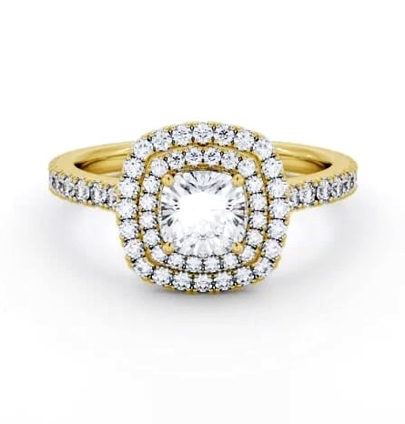 Double Halo Cushion Diamond Engagement Ring 18K Yellow Gold ENCU39_YG_THUMB1