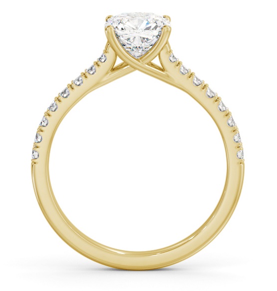 Cushion Diamond Trellis Style Ring 18K Yellow Gold Solitaire ENCU39S_YG_THUMB1 