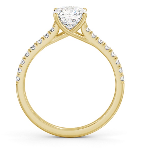 Cushion Diamond Trellis Style Ring 18K Yellow Gold Solitaire ENCU39S_YG_THUMB1 