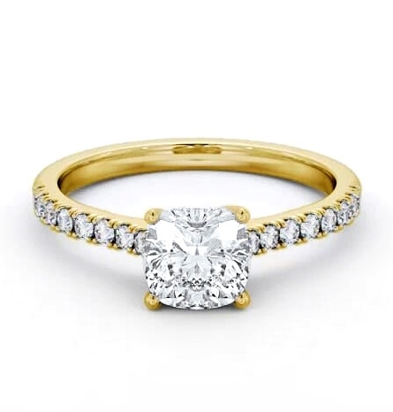 Cushion Diamond Trellis Style Ring 18K Yellow Gold Solitaire ENCU39S_YG_THUMB1