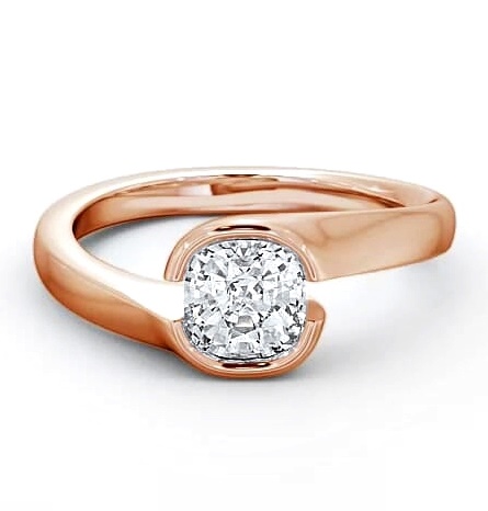 Cushion Diamond Open Bezel Engagement Ring 9K Rose Gold Solitaire ENCU3_RG_THUMB2 