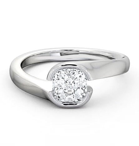 Cushion Diamond Open Bezel Engagement Ring 18K White Gold Solitaire ENCU3_WG_THUMB1