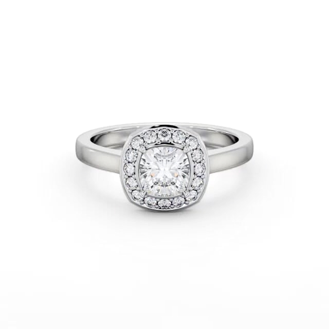 Halo Cushion Diamond Engagement Ring 18K White Gold - Alisa ENCU40_WG_HAND