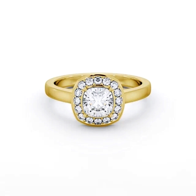 Halo Cushion Diamond Engagement Ring 18K Yellow Gold - Alisa ENCU40_YG_HAND