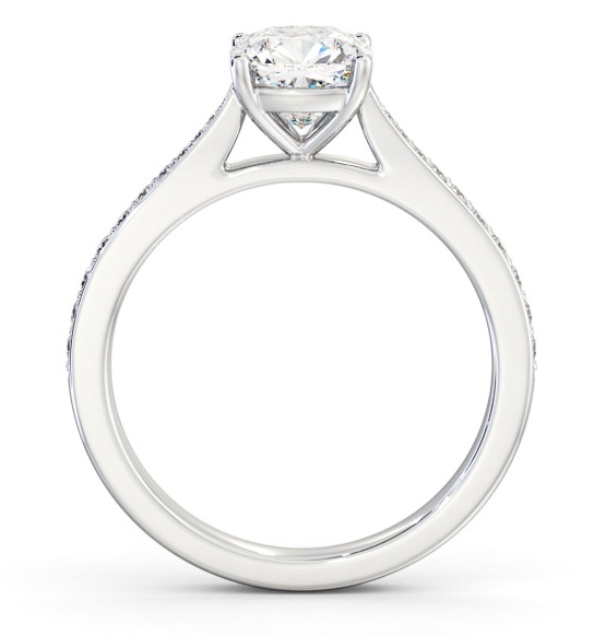 Cushion Diamond Tapered Band Engagement Ring 18K White Gold Solitaire ENCU40S_WG_THUMB1 