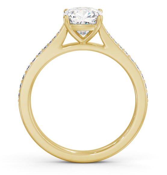 Cushion Diamond Tapered Band Engagement Ring 18K Yellow Gold Solitaire ENCU40S_YG_THUMB1 