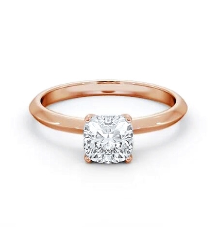 Cushion Diamond Knife Edge Band Engagement Ring 9K Rose Gold Solitaire ENCU41_RG_THUMB1