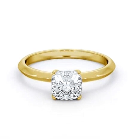 Cushion Diamond Knife Edge Band Ring 18K Yellow Gold Solitaire ENCU41_YG_THUMB2 