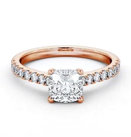 Cushion Diamond 4 Prong Engagement Ring 18K Rose Gold Solitaire ENCU41S_RG_THUMB1