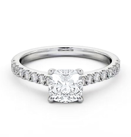 Cushion Diamond 4 Prong Engagement Ring 18K White Gold Solitaire ENCU41S_WG_THUMB2 