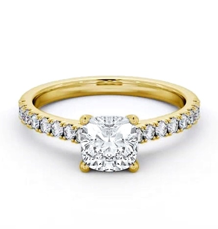 Cushion Diamond 4 Prong Engagement Ring 9K Yellow Gold Solitaire ENCU41S_YG_THUMB1