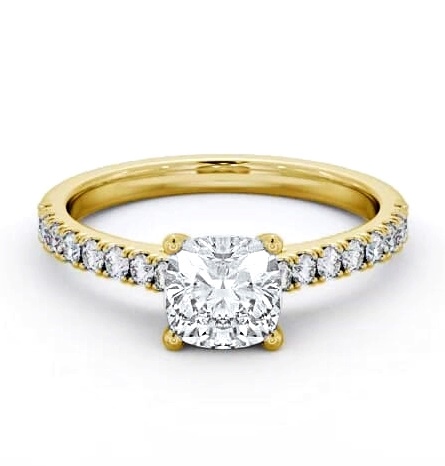 Cushion Diamond 4 Prong Engagement Ring 18K Yellow Gold Solitaire ENCU41S_YG_THUMB2 
