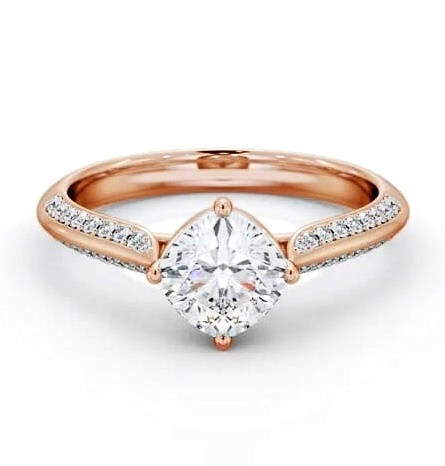 Cushion Diamond Knife Edge Band Ring 18K Rose Gold Solitaire ENCU42S_RG_THUMB2 