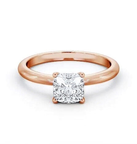 Cushion Diamond Sleek 4 Prong Engagement Ring 18K Rose Gold Solitaire ENCU43_RG_THUMB1