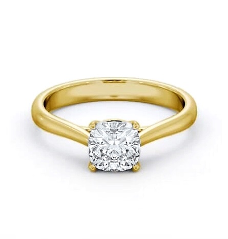 Cushion Diamond Classic 4 Prong Ring 18K Yellow Gold Solitaire ENCU44_YG_THUMB1