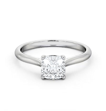 Cushion Diamond Tapered Band 4 Prong Ring 18K White Gold Solitaire ENCU45_WG_THUMB1