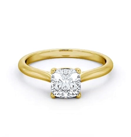 Cushion Diamond Tapered Band 4 Prong Ring 9K Yellow Gold Solitaire ENCU45_YG_THUMB2 
