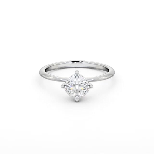 Cushion Diamond Engagement Ring Palladium Solitaire - Coralynn ENCU46_WG_HAND